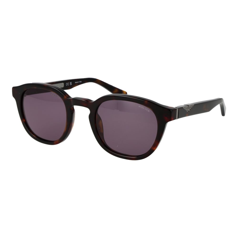Police Men's Sunglasses – Brown Panto Frame, Purple Lenses