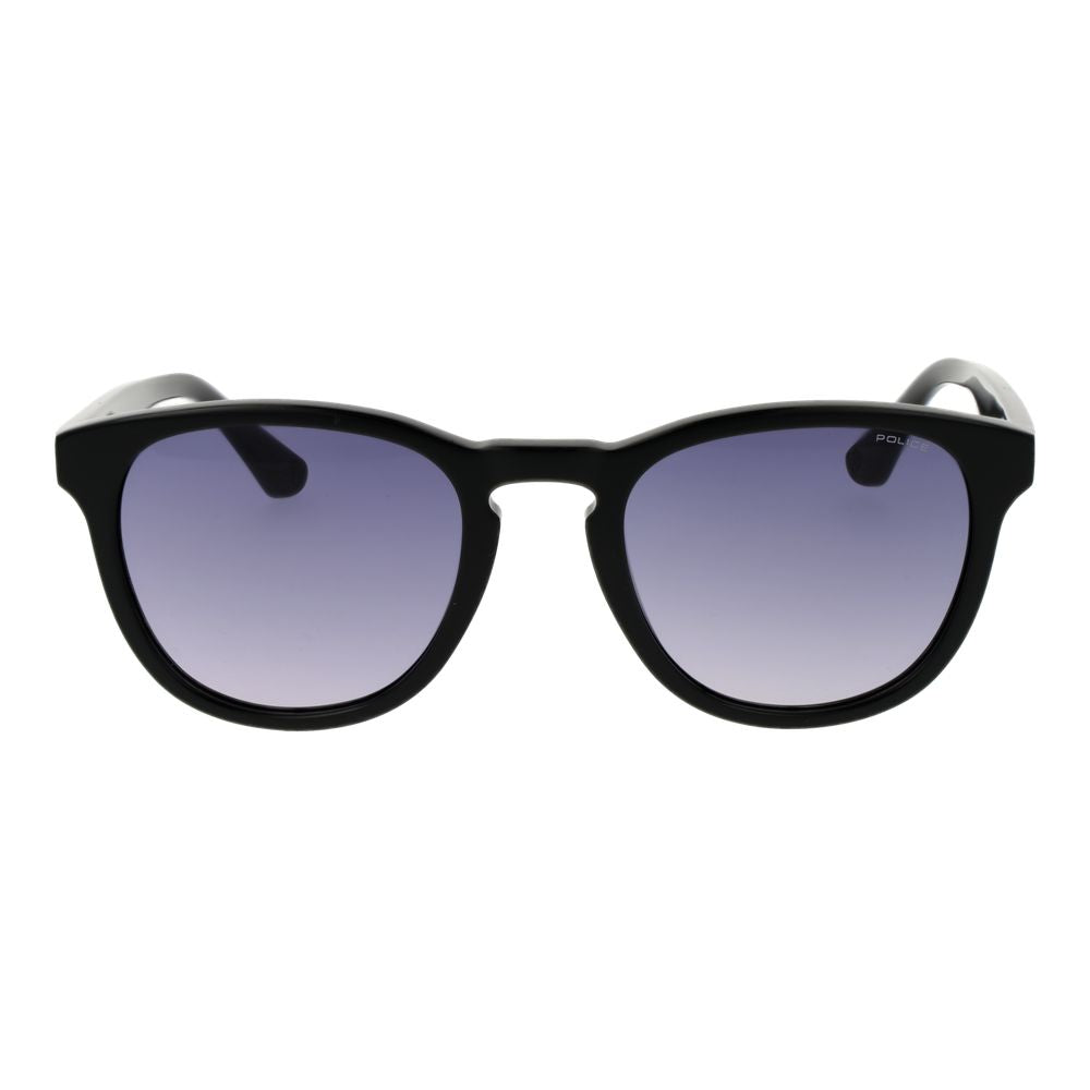 Police Unisex Sunglasses – Black Round Frame, Purple Gradient Lenses