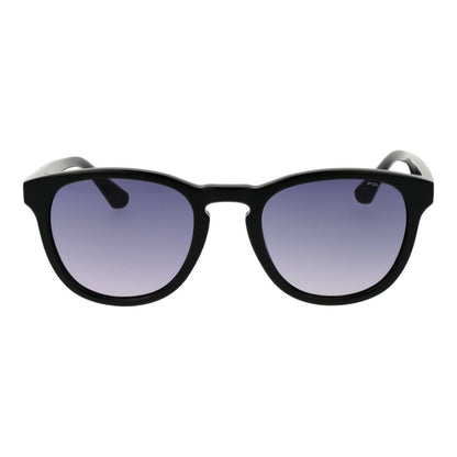 Police Unisex Sunglasses – Black Round Frame, Purple Gradient Lenses
