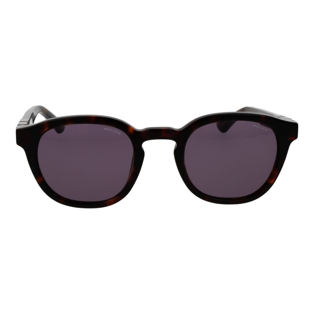 Police Men's Sunglasses – Brown Panto Frame, Purple Lenses