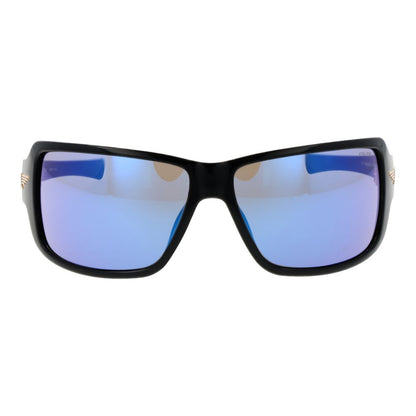 Police Men's Sunglasses – Black Rectangle Frame, Blue Mirrored Lenses