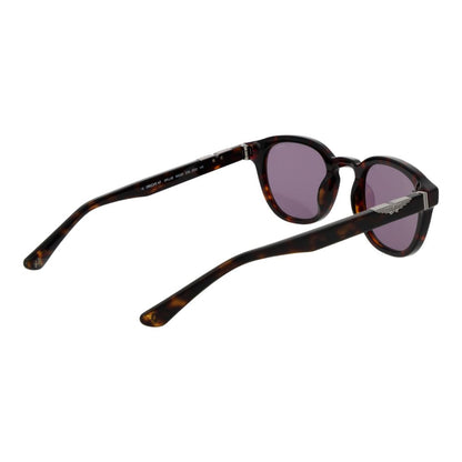 Police Men's Sunglasses – Brown Panto Frame, Purple Lenses