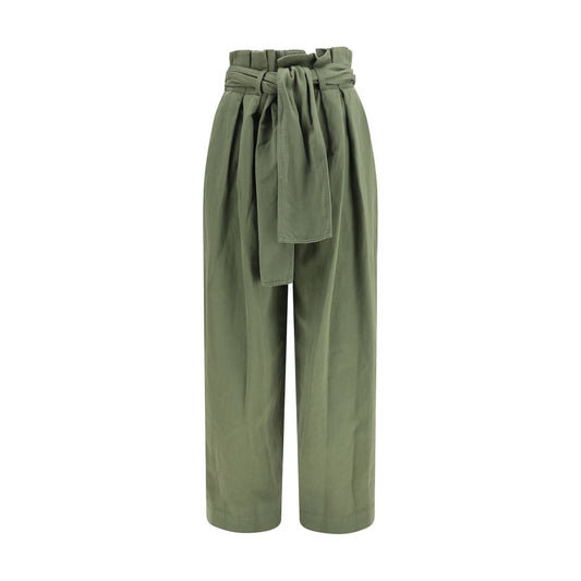 Balmain Bicolor Cotton High-Waisted Serge Pants