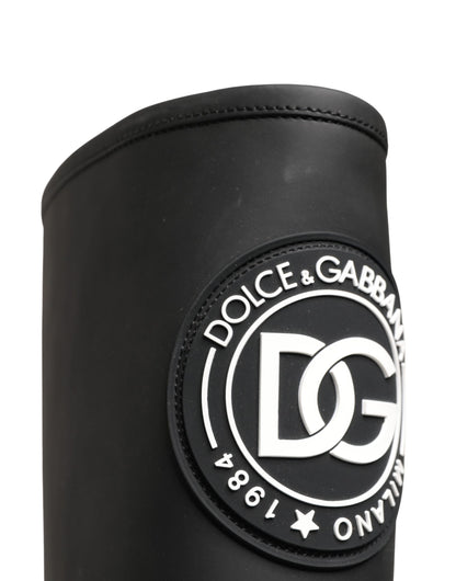 Dolce & Gabbana Black Rubberised Leather High Boots