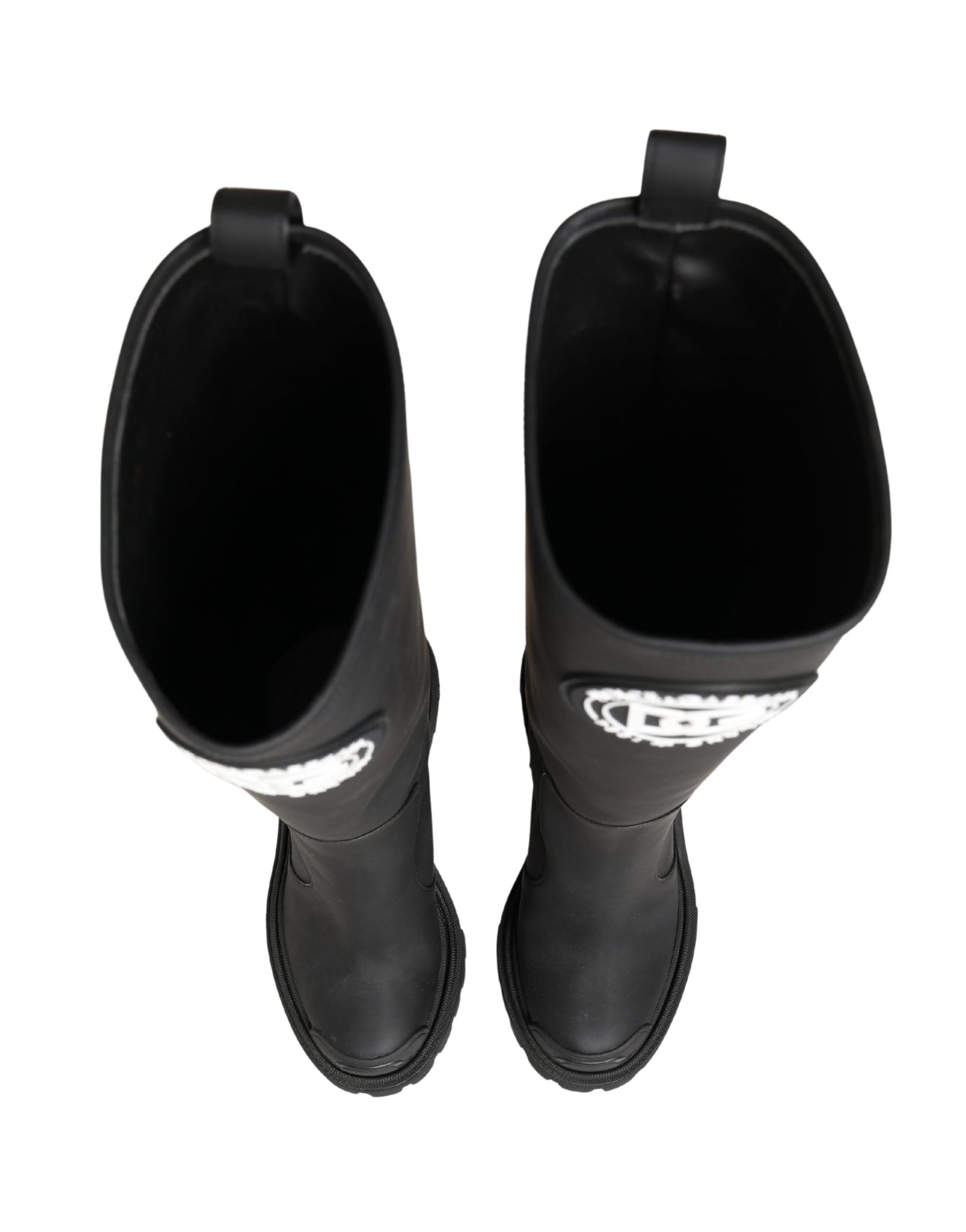 Dolce & Gabbana Black Rubberised Leather High Boots