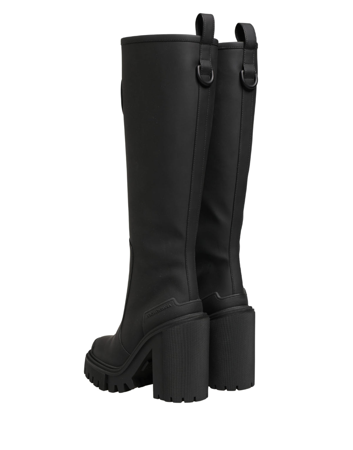 Dolce & Gabbana Black Rubberised Leather High Boots