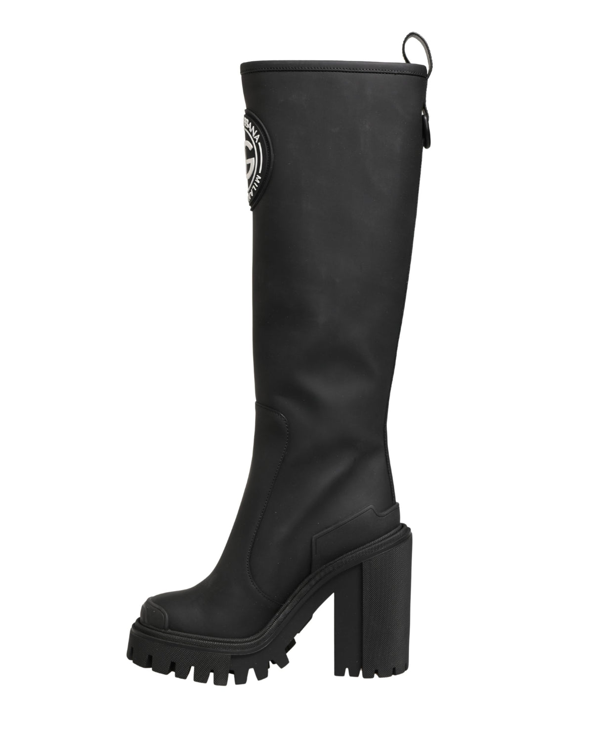 Dolce & Gabbana Black Rubberised Leather High Boots