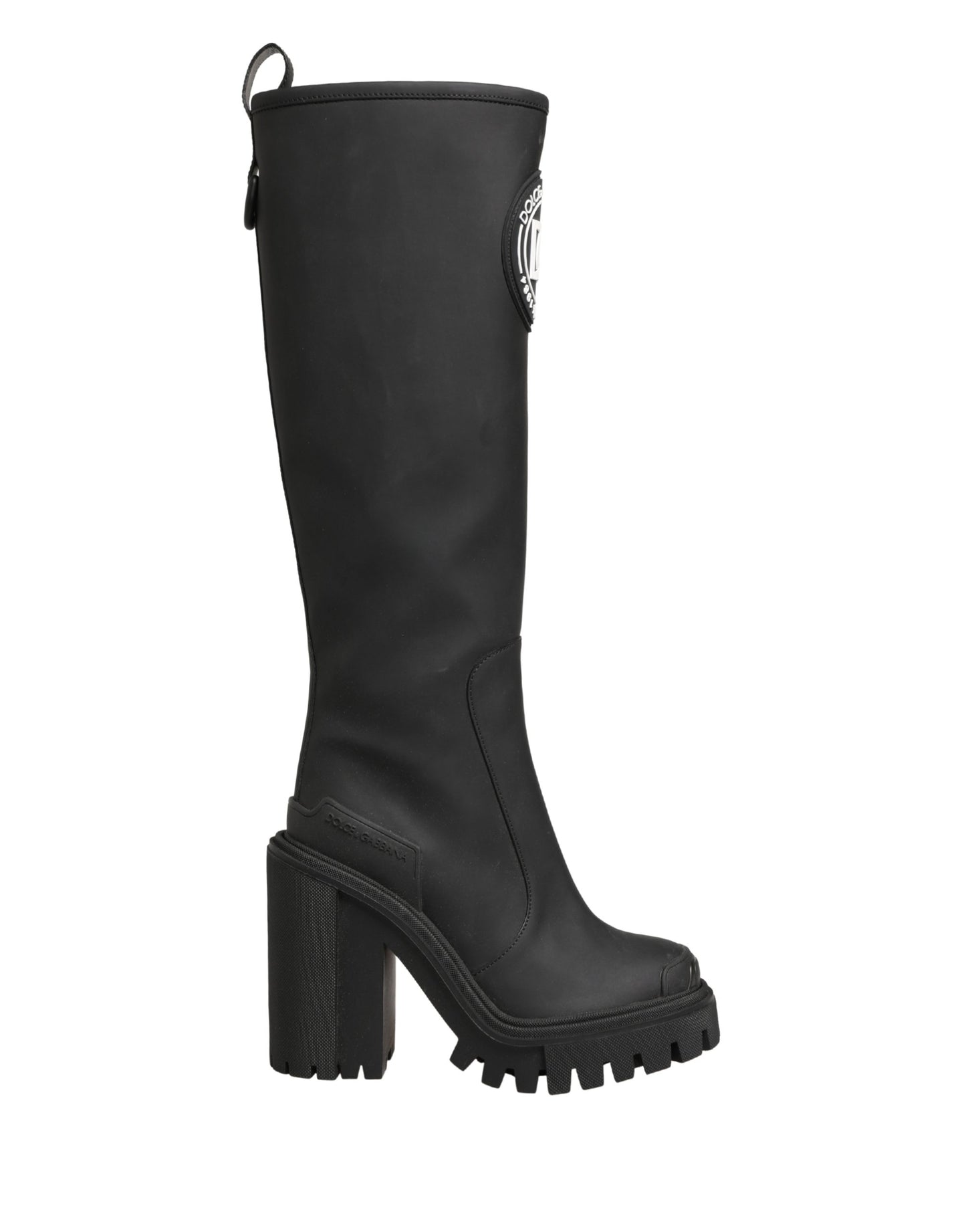 Dolce & Gabbana Black Rubberised Leather High Boots