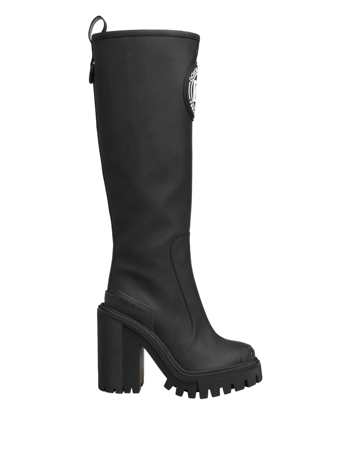 Dolce & Gabbana Black Rubberised Leather High Boots