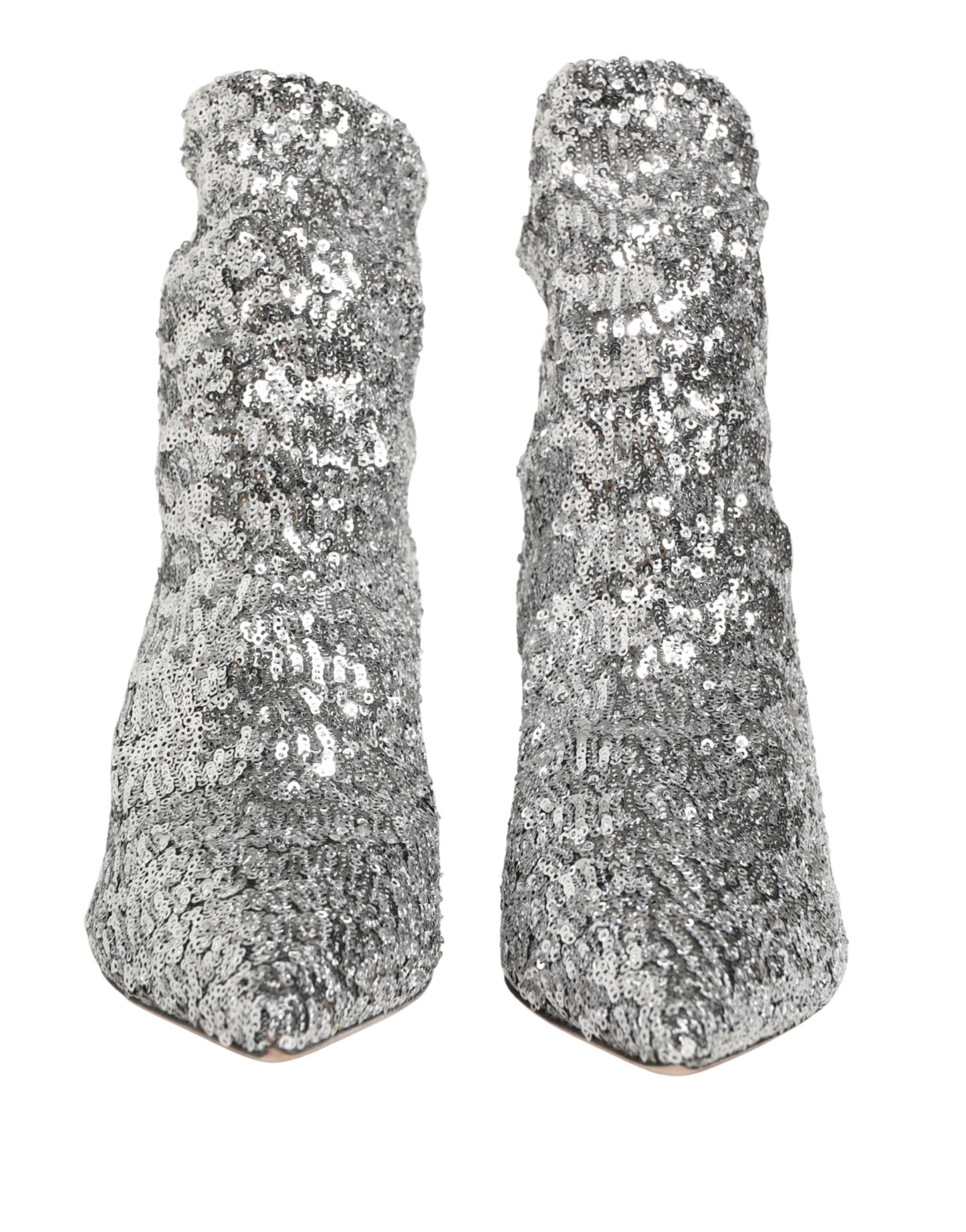 Dolce & Gabbana Silver Sequined Short Boots