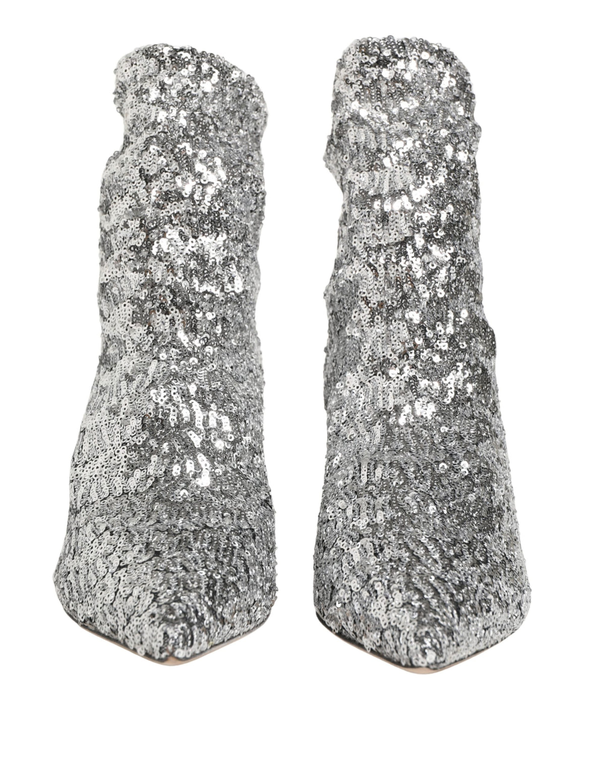 Dolce & Gabbana Silver Sequined Short Boots