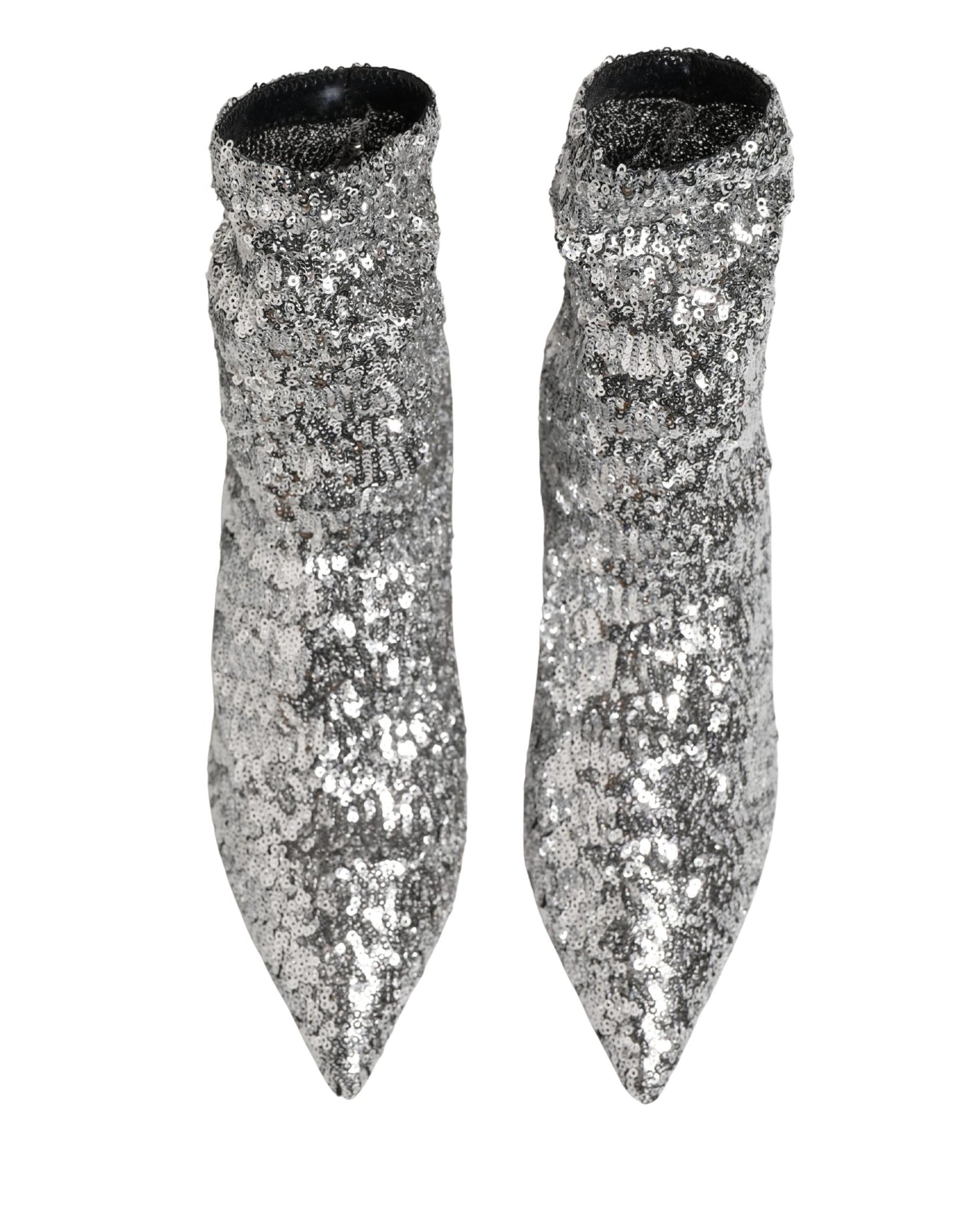 Dolce & Gabbana Silver Sequined Short Boots