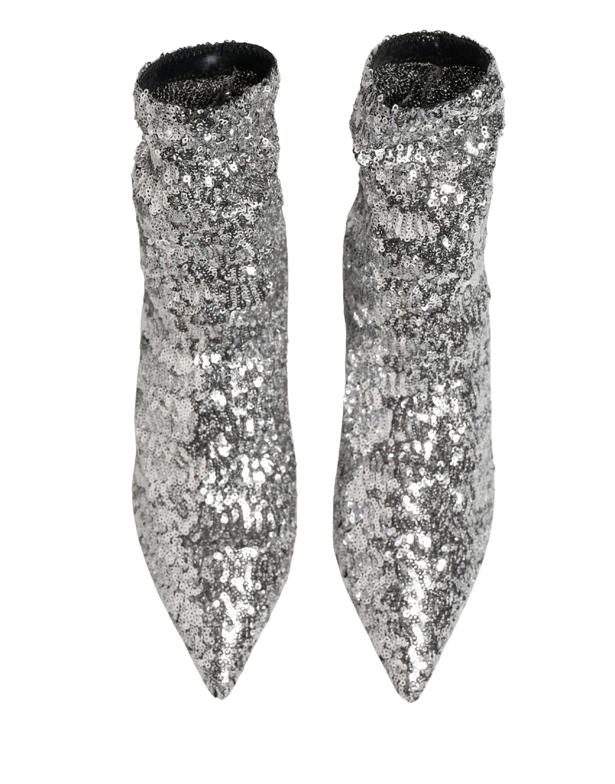 Dolce & Gabbana Silver Sequined Short Boots