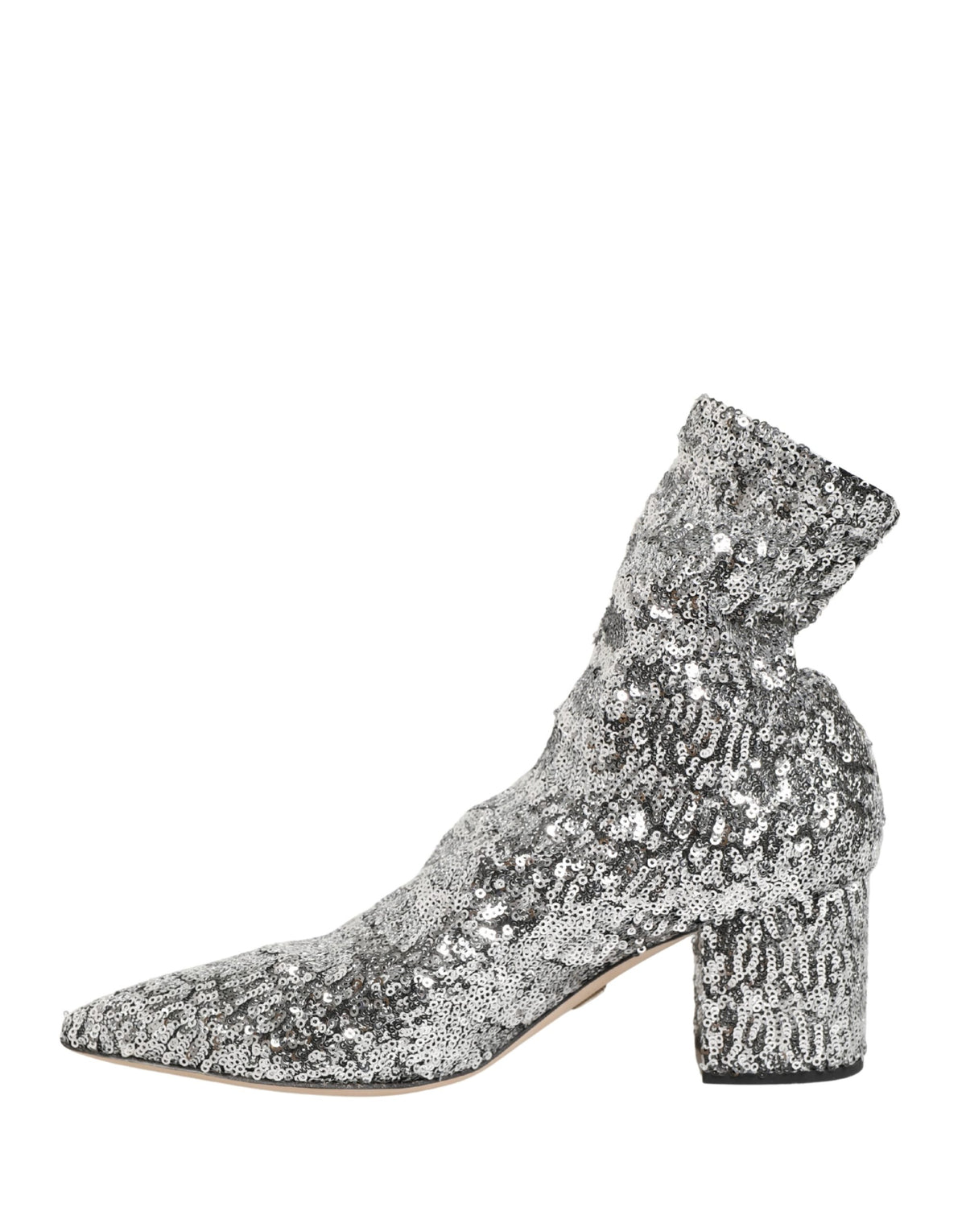 Dolce & Gabbana Silver Sequined Short Boots