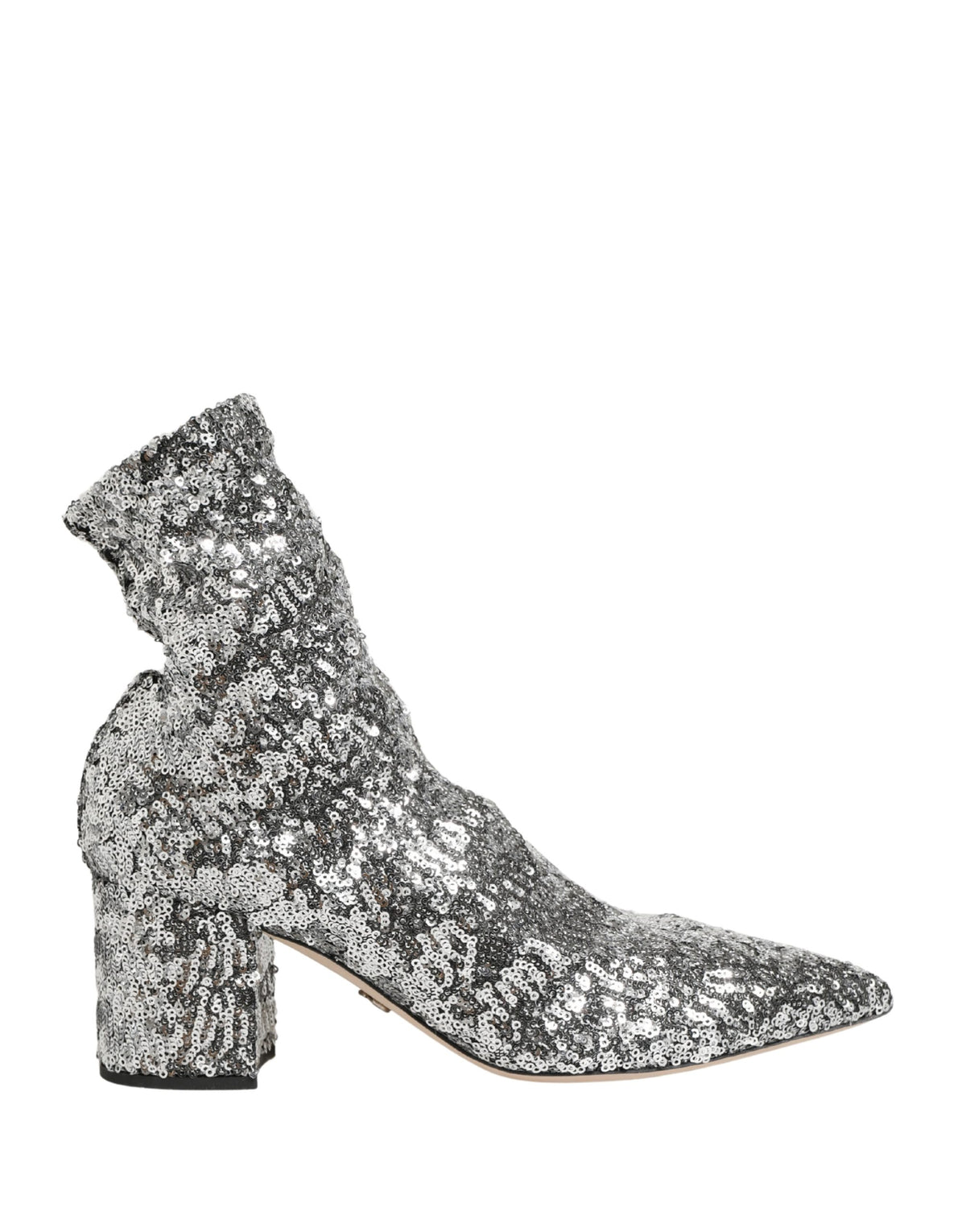 Dolce & Gabbana Silver Sequined Short Boots