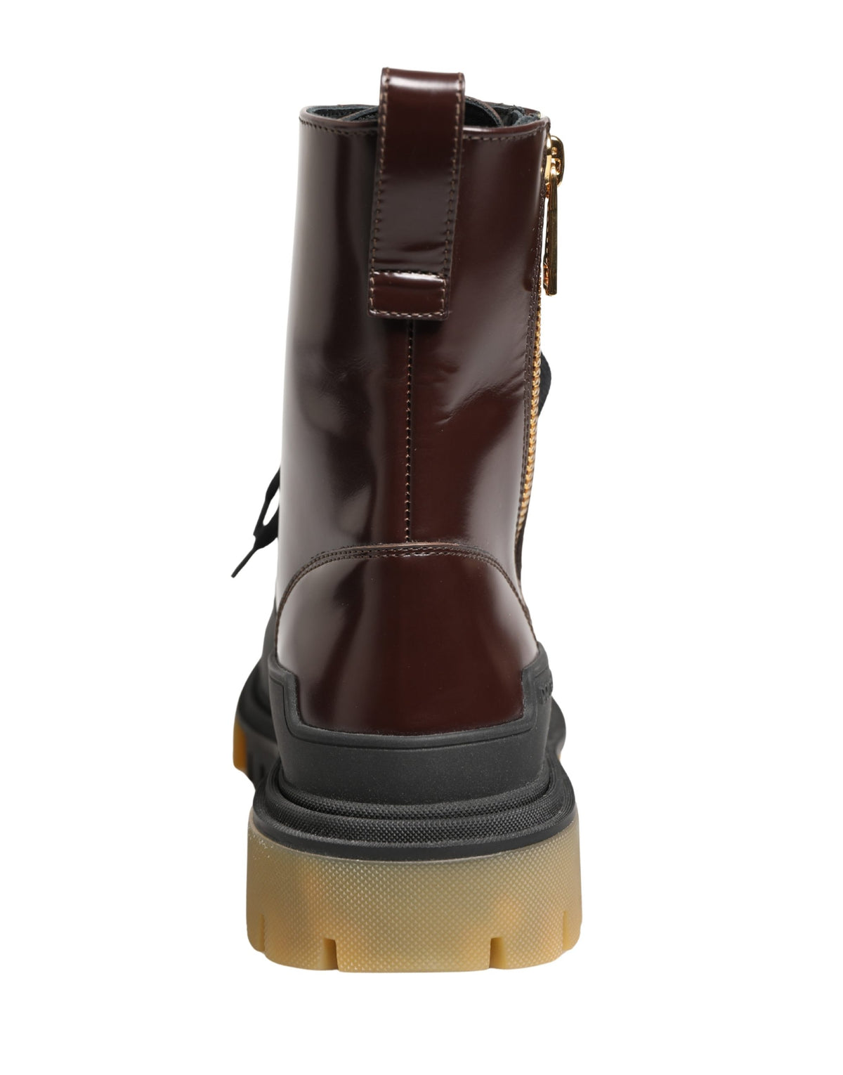 Dolce & Gabbana Maroon Leather Lace Up Biker Boots Shoes