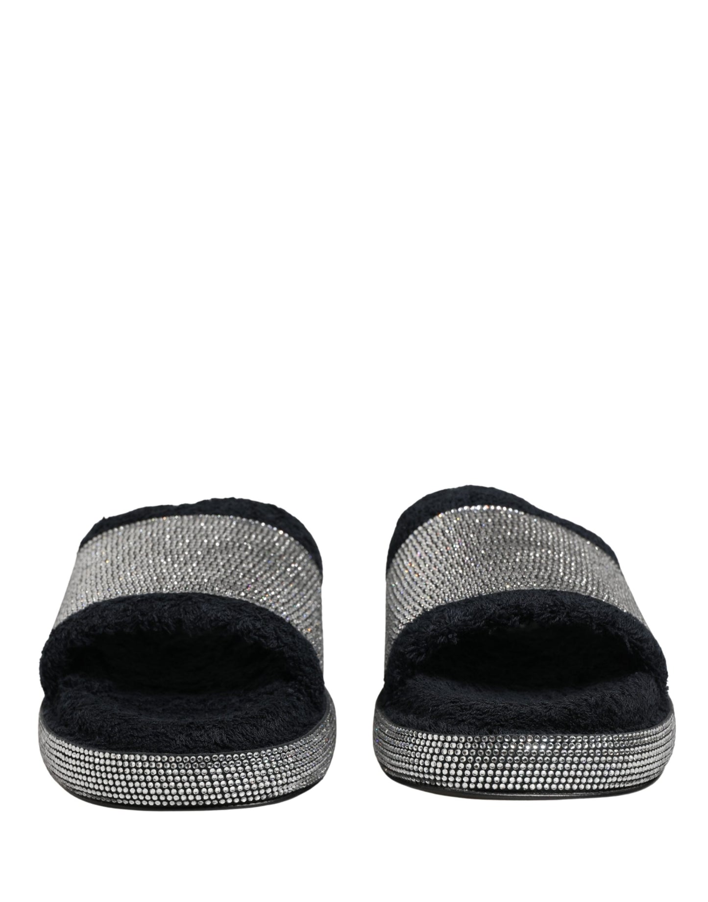 Dolce & Gabbana Black Crystal Embellished Platform Slides