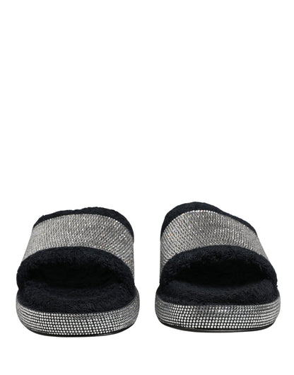 Dolce & Gabbana Black Crystal Embellished Platform Slides
