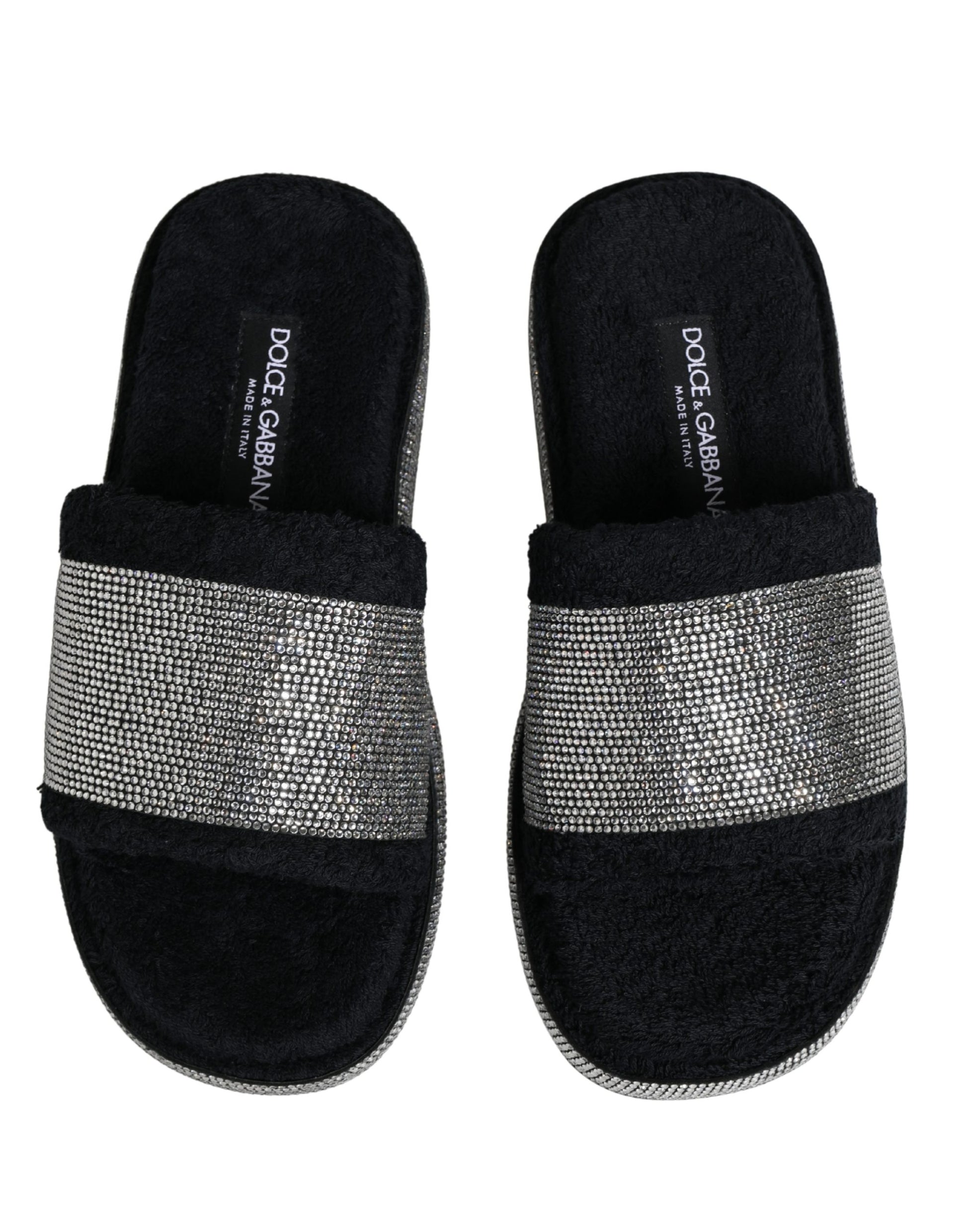 Dolce & Gabbana Black Crystal Embellished Platform Slides