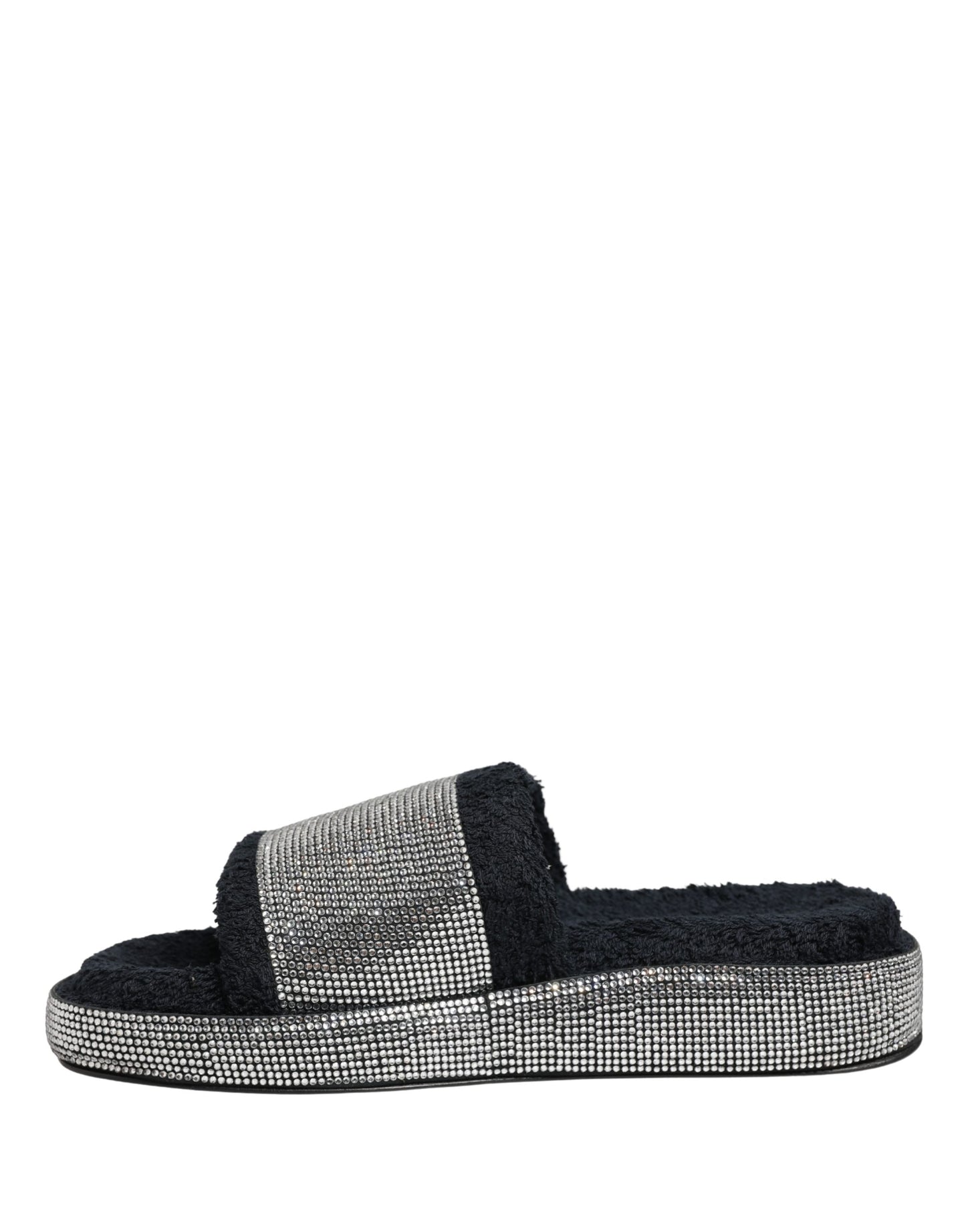Dolce & Gabbana Black Crystal Embellished Platform Slides