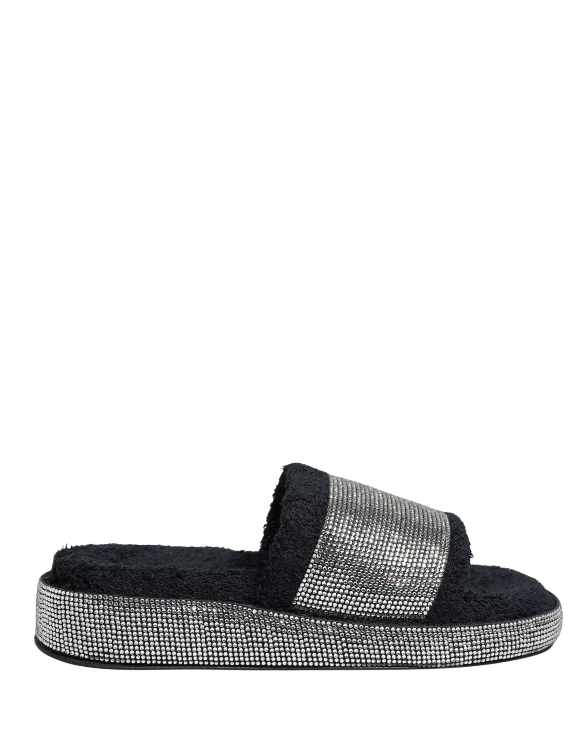 Dolce & Gabbana Black Crystal Embellished Platform Slides