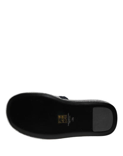 Dolce & Gabbana Black Crystal Embellished Platform Slides
