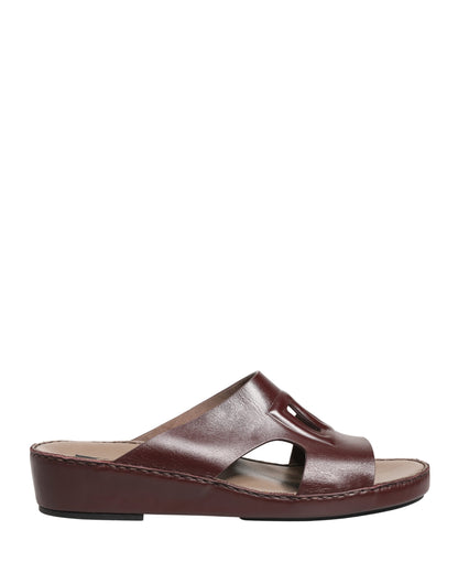 Dolce & Gabbana Maroon Leather Cutout DG Logo Sandals