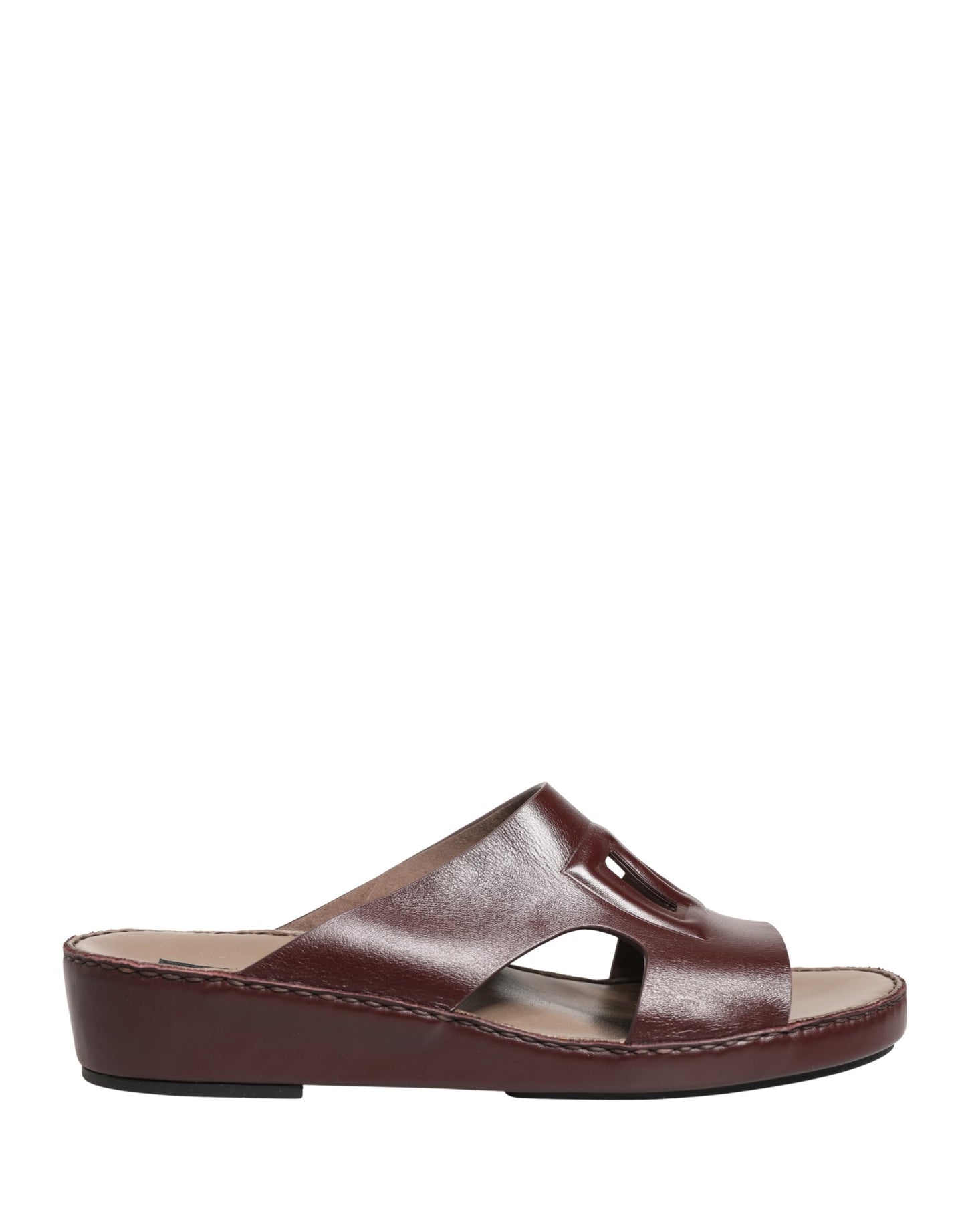 Dolce & Gabbana Maroon Leather Cutout DG Logo Sandals