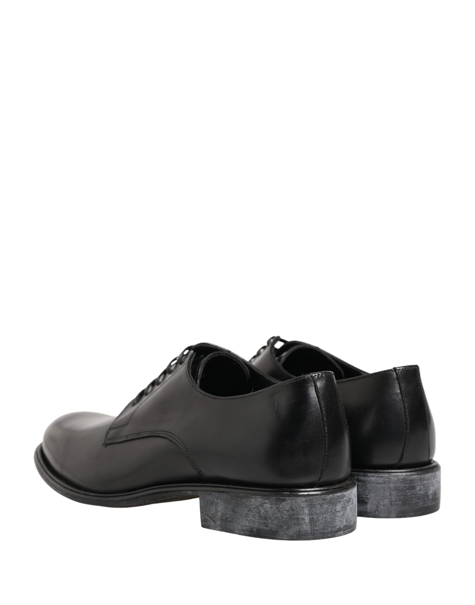 Dolce & Gabbana Black Calfskin Leather Derby Men Dress Shoes