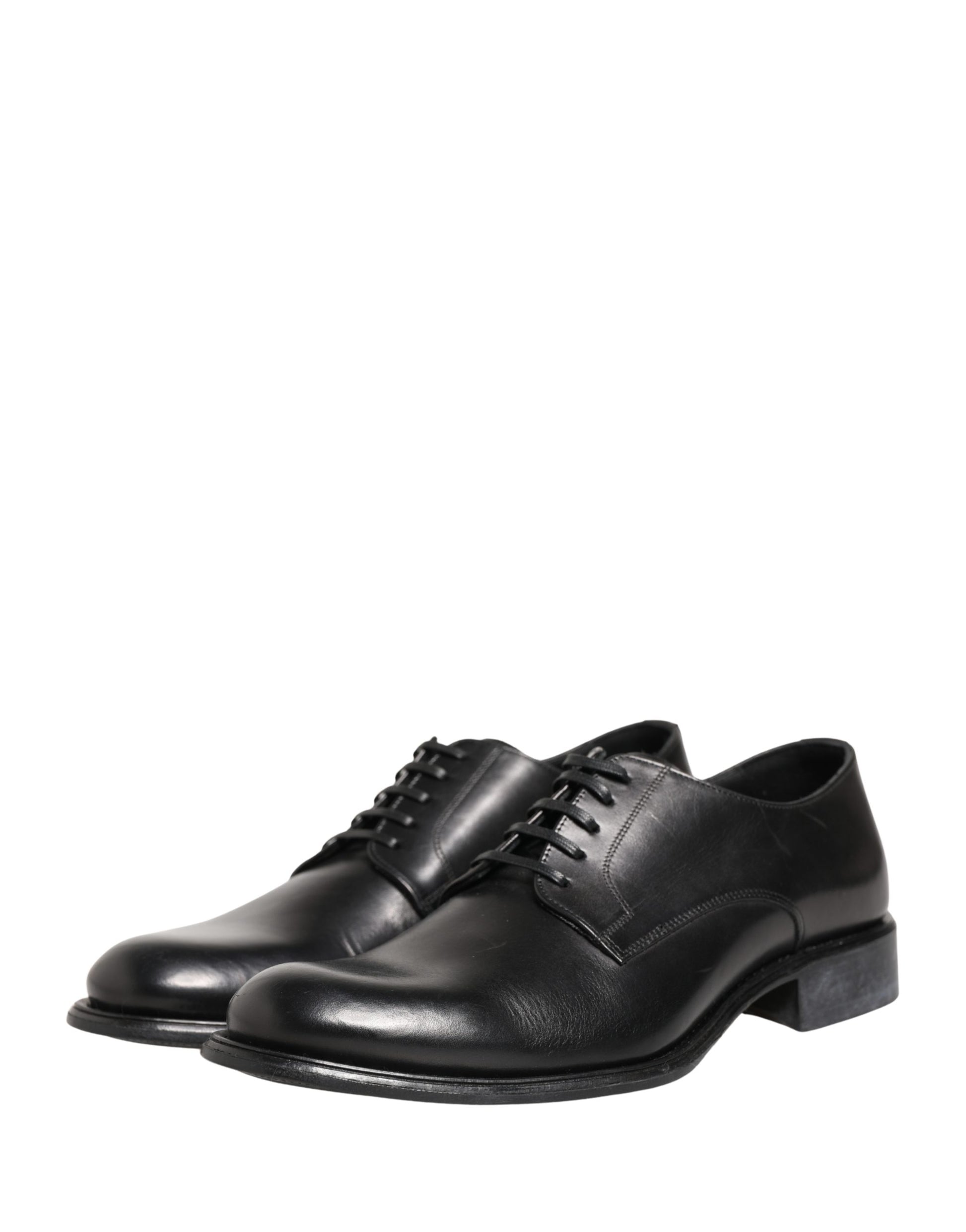 Dolce & Gabbana Black Calfskin Leather Derby Men Dress Shoes