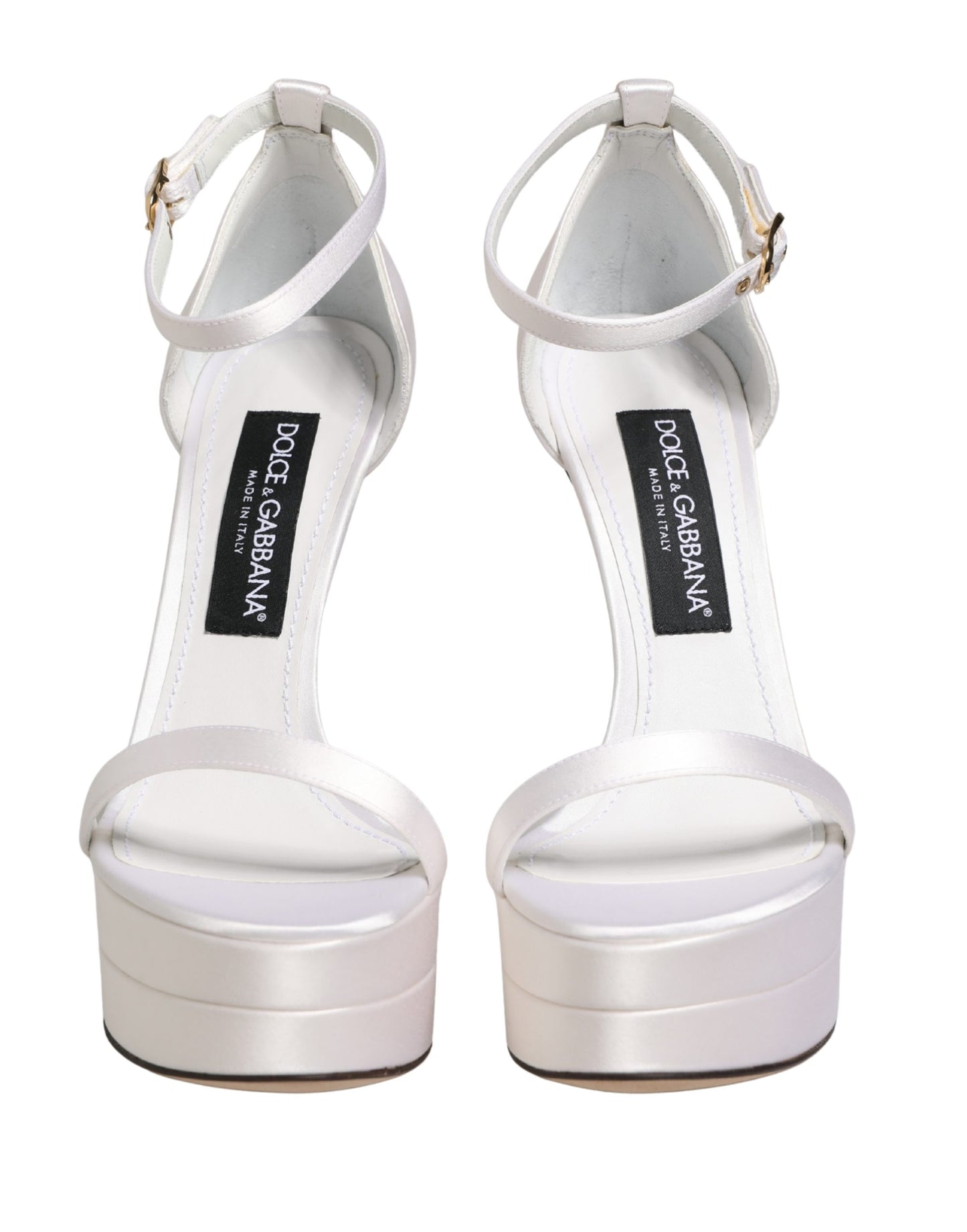 Dolce & Gabbana White Platform Ankle Strap Sandals