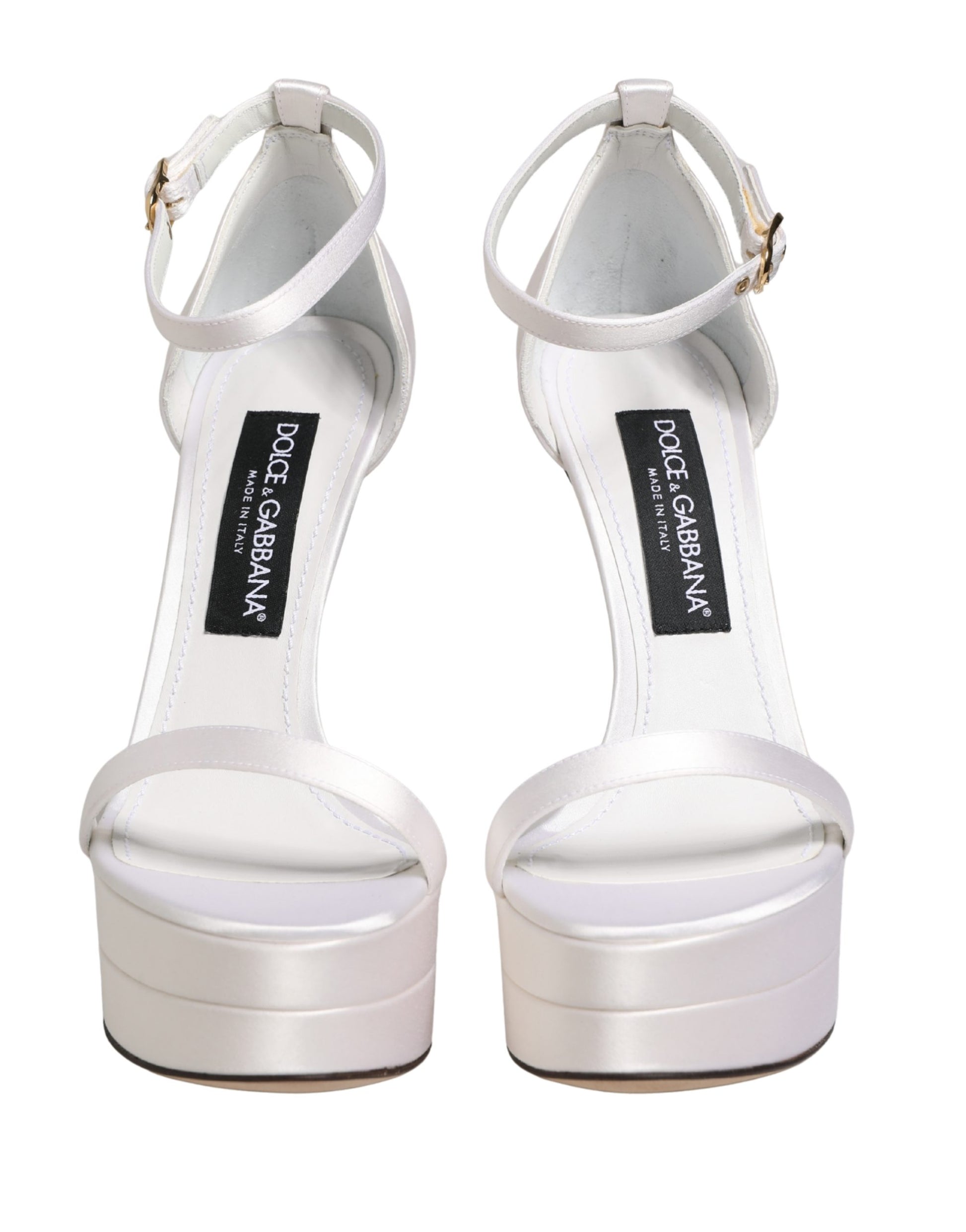 Dolce & Gabbana White Platform Ankle Strap Sandals