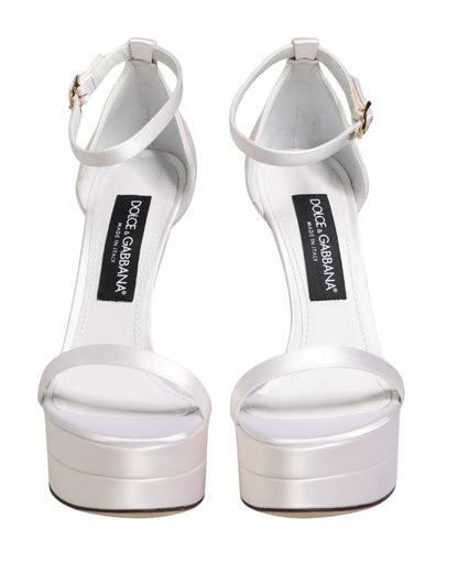 Dolce & Gabbana White Platform Ankle Strap Sandals