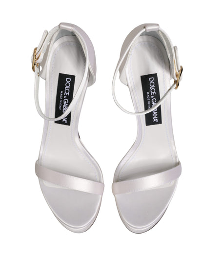 Dolce & Gabbana White Platform Ankle Strap Sandals