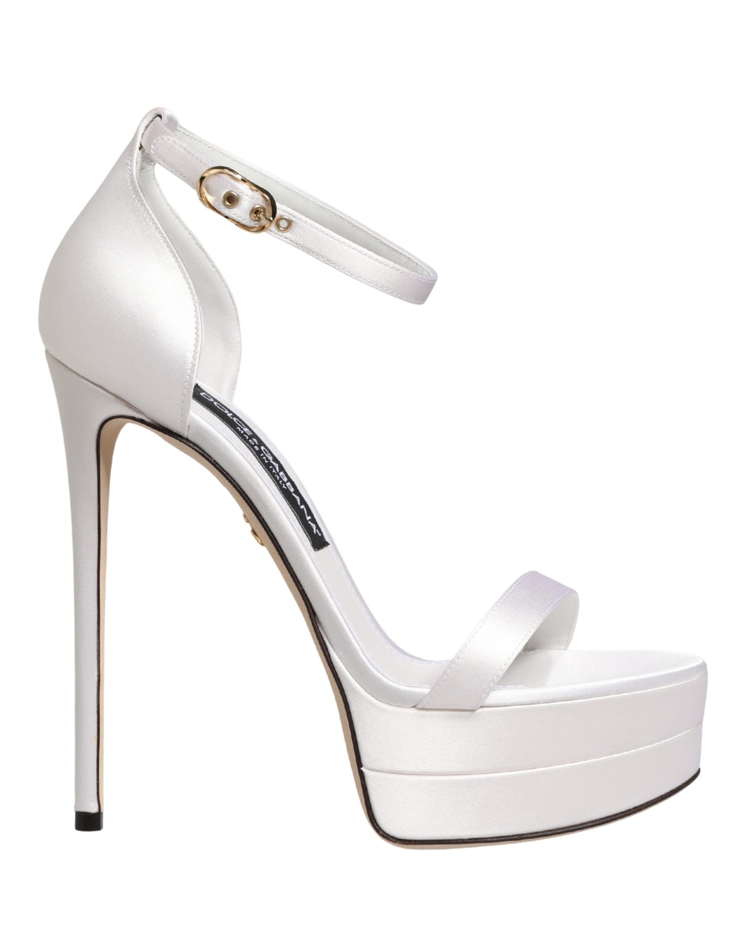 Dolce & Gabbana White Platform Ankle Strap Sandals