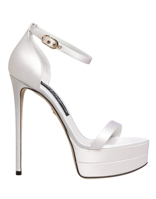 Dolce & Gabbana White Platform Ankle Strap Sandals
