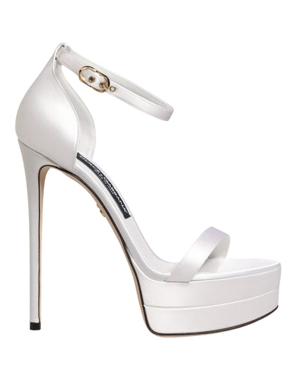 Dolce & Gabbana White Platform Ankle Strap Sandals