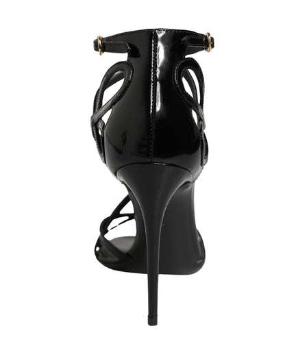 Dolce & Gabbana Black Leather Stiletto Heel Sandals