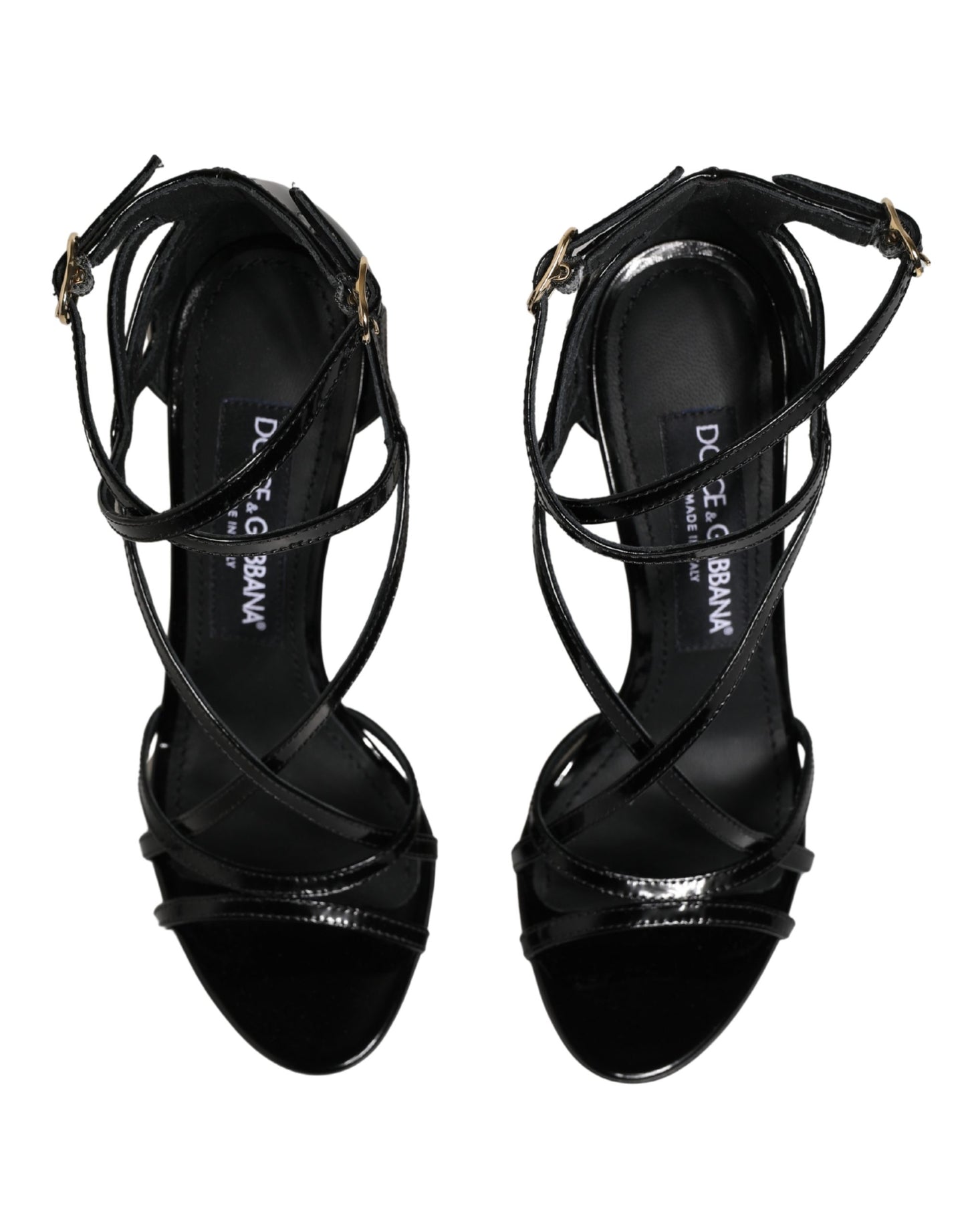 Dolce & Gabbana Black Leather Stiletto Heel Sandals
