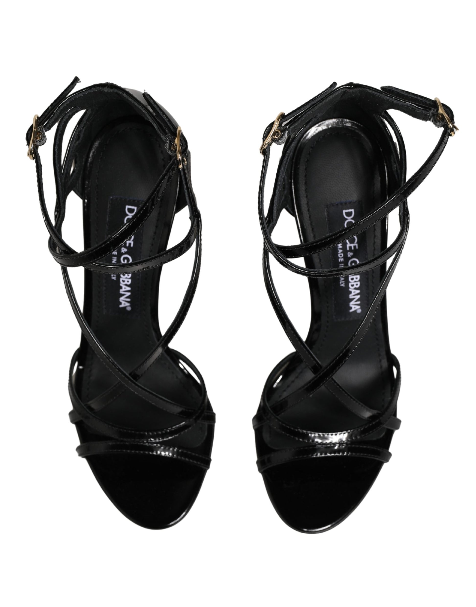 Dolce & Gabbana Black Leather Stiletto Heel Sandals