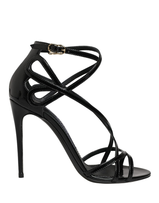 Dolce & Gabbana Black Leather Stiletto Heel Sandals