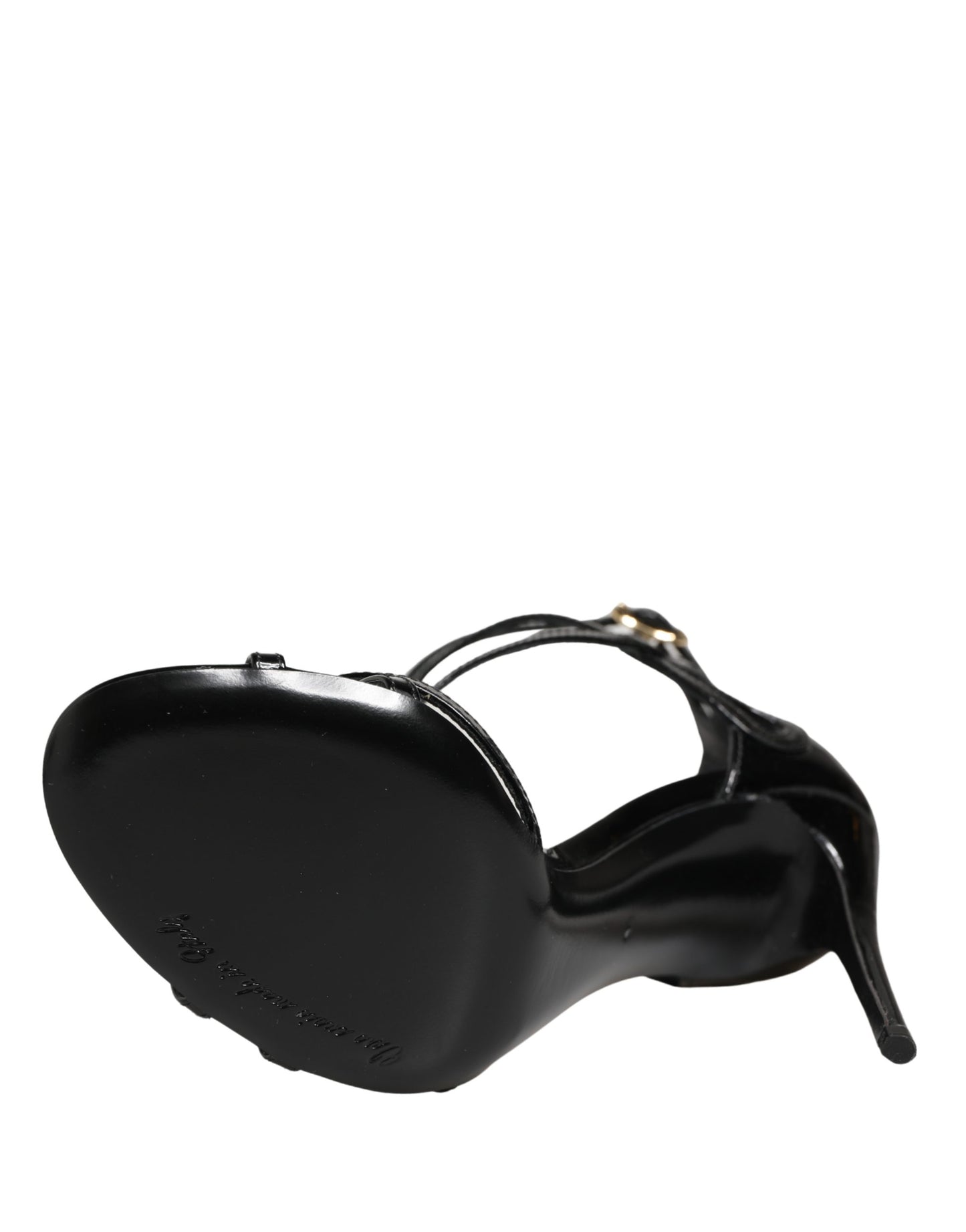 Dolce & Gabbana Black Leather Stiletto Heel Sandals