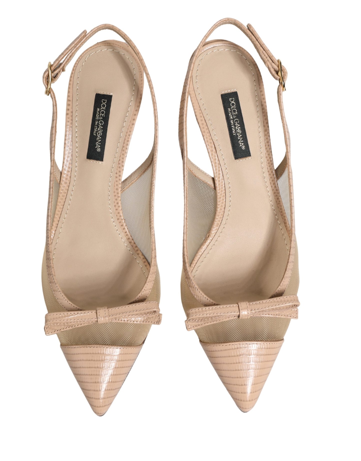 Dolce & Gabbana Beige Lori Mesh Leather Slingback Sandals