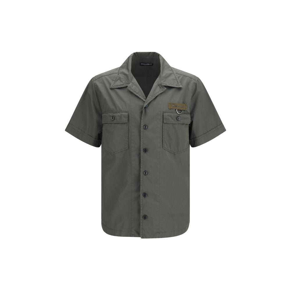 Dolce & Gabbana Gray Cotton Short-Sleeve Shirt