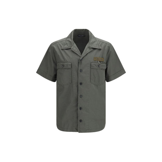 Dolce & Gabbana Gray Cotton Short-Sleeve Shirt