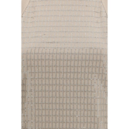 Brunello Cucinelli Beige Cotton T-Shirt with Luminous Embroidery