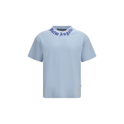 Palm Angels Blue Cotton T-Shirt – Neck Logo Edition