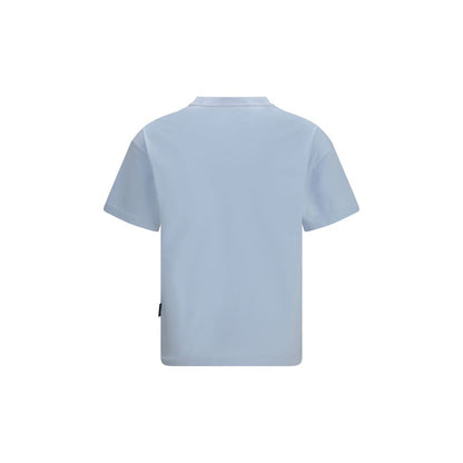 Palm Angels Blue Cotton T-Shirt – Neck Logo Edition
