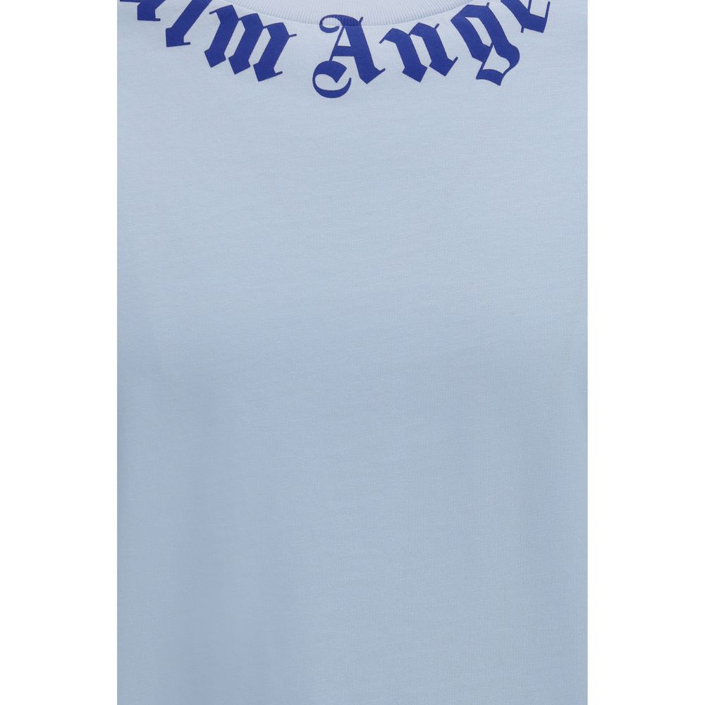 Palm Angels Blue Cotton T-Shirt – Neck Logo Edition