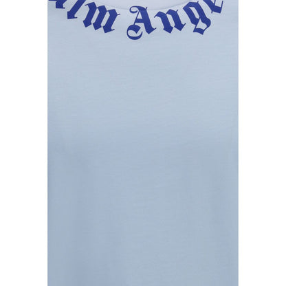 Palm Angels Blue Cotton T-Shirt – Neck Logo Edition